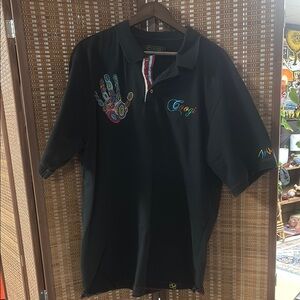 Coogi Black Polo Shirt with Colorful Embroidery